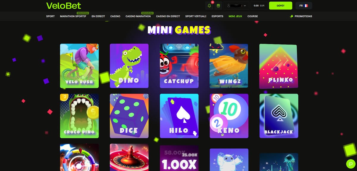 Mini jeux Velobet Casino