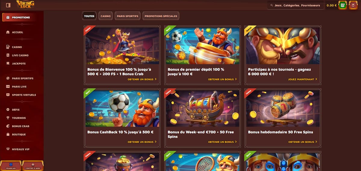 Calendrier des promotions Viking Luck Casino