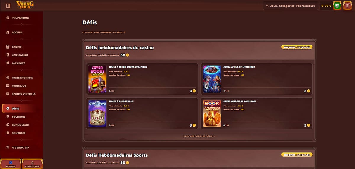 Défis Viking Luck Casino