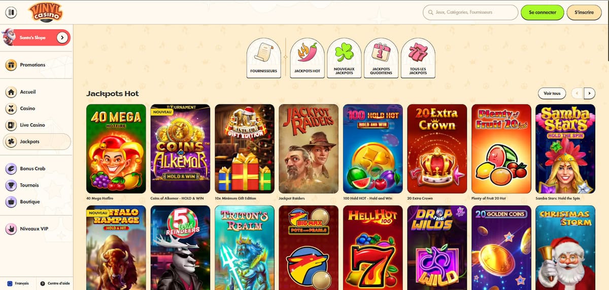 Jeux casino jackpots Vinyl