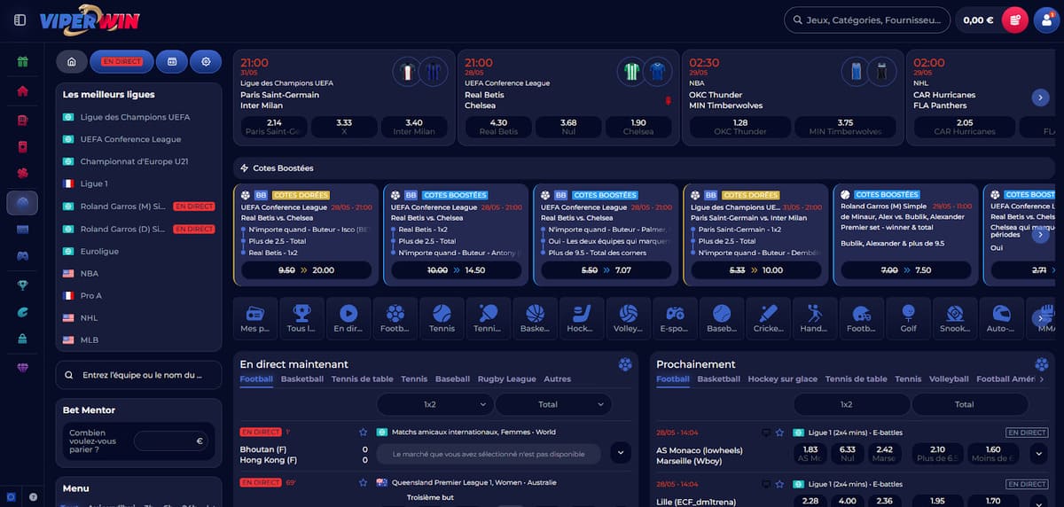 Paris sportifs ViperWin Casino