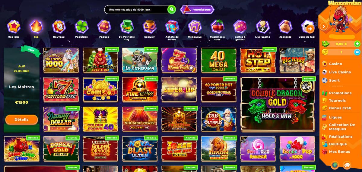 Catégorie casino Wazamba Casino