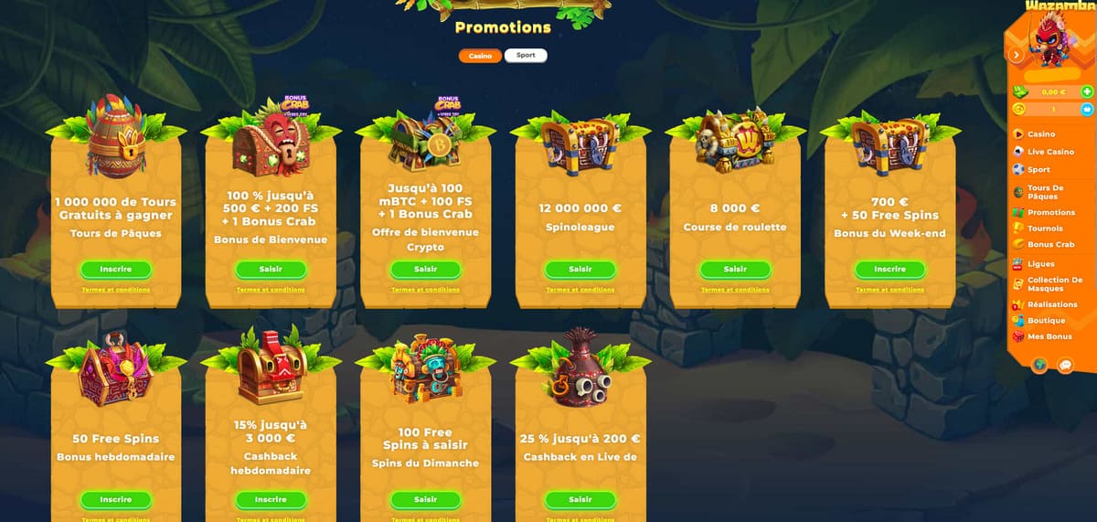 Promotions Wazamba Casino