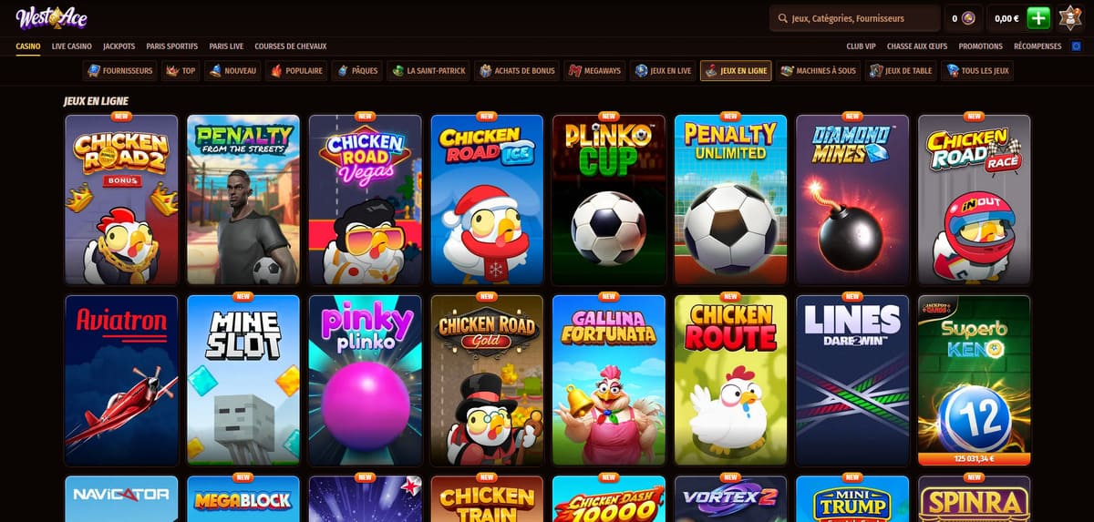 Mini jeux Westace Casino