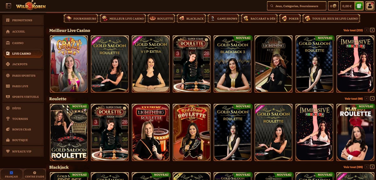 Meilleur live WildRobin Casino