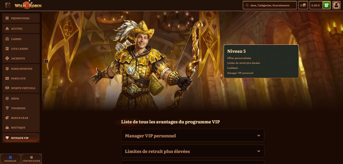 Programme VIP WildRobin Casino