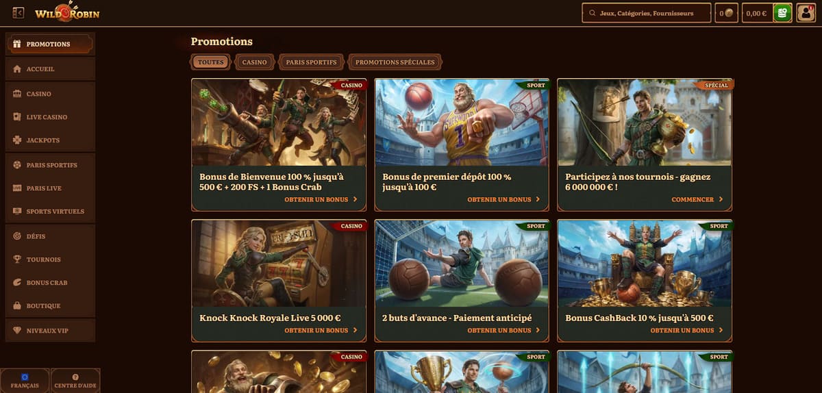 Promotions WildRobin Casino