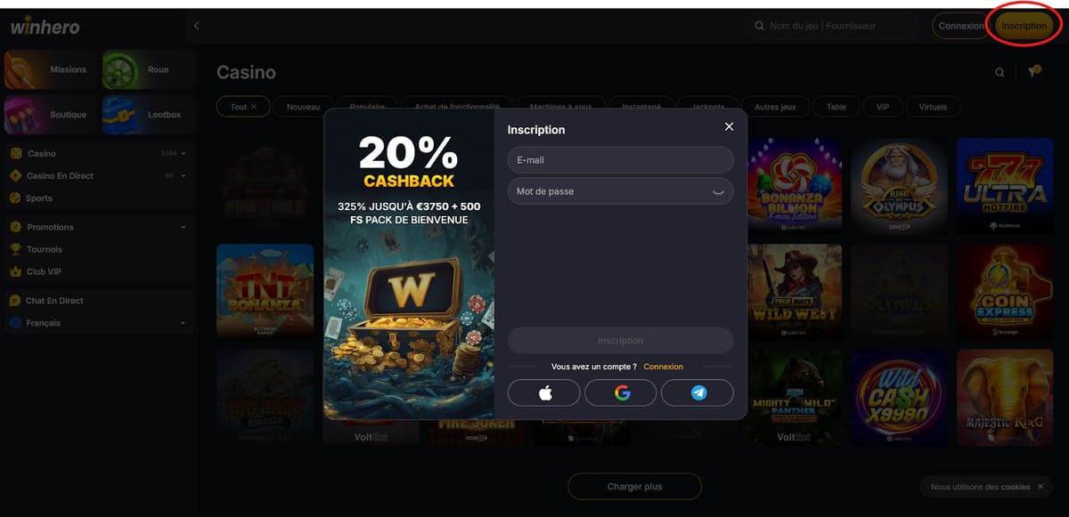 Inscription Winhero Casino