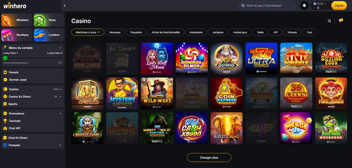 Machines à sous Winhero Casino