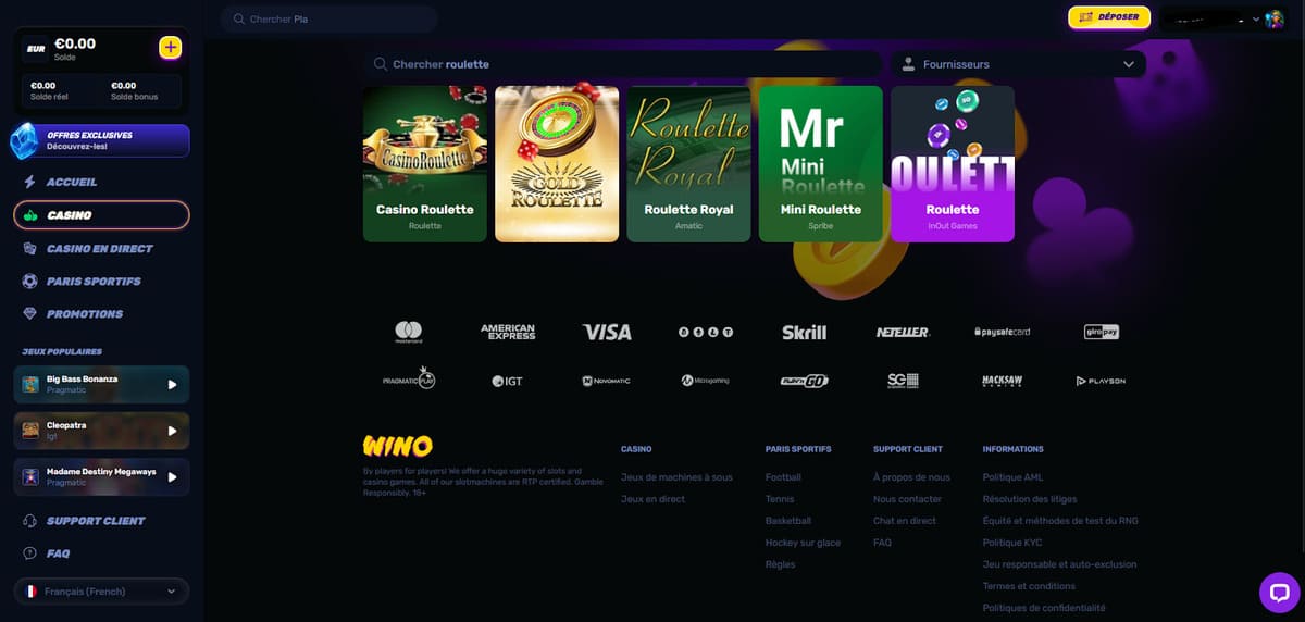 Roulette Wino Casino