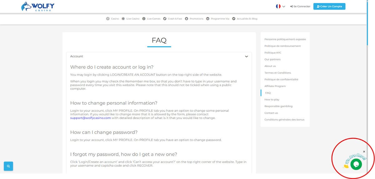 FAQ Wolfy Casino