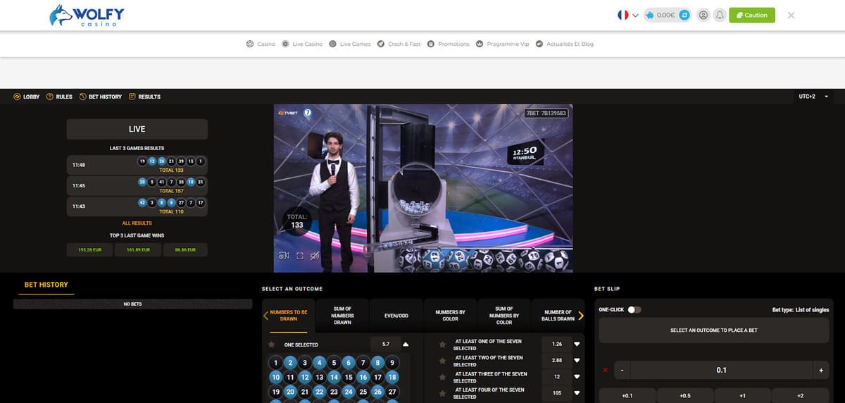 Retransmission vidéos Wolfy Casino