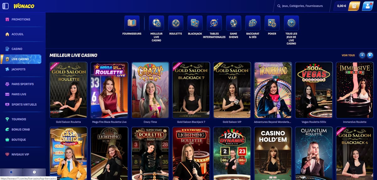 Casino live Wonaco Casino