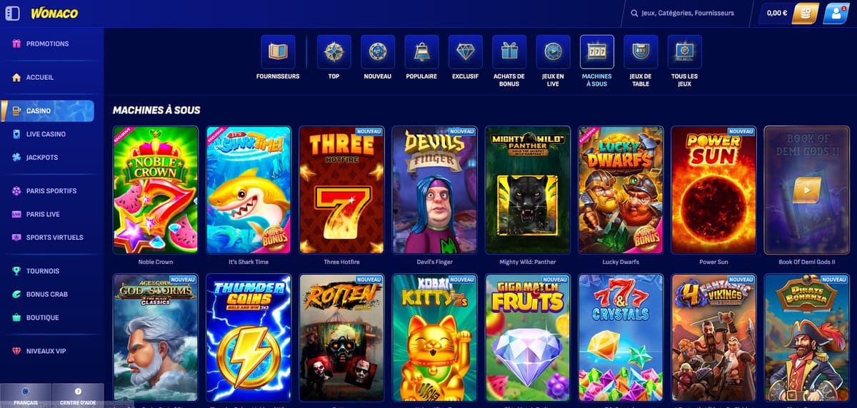 Machines à sous Wonaco Casino