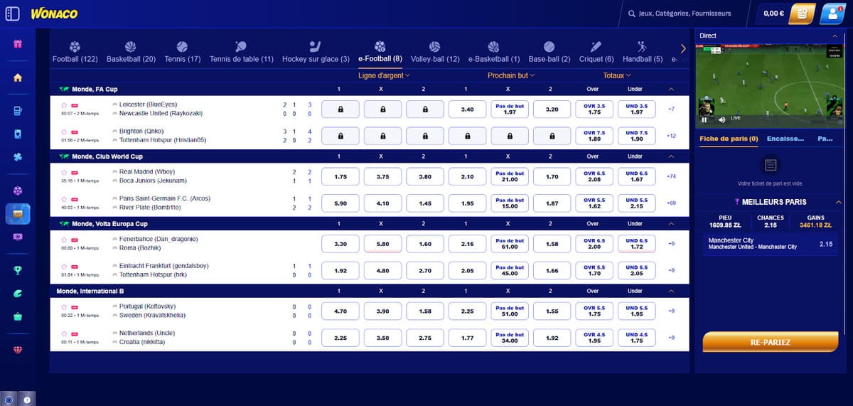 Paris en live Wonaco Casino