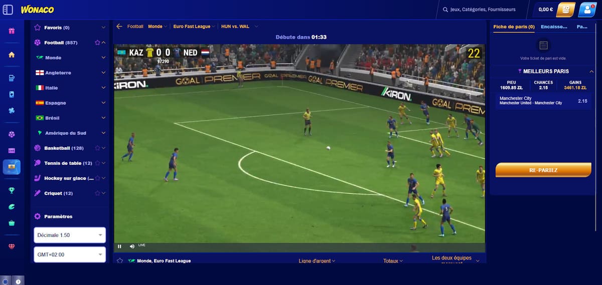 Sports virtuels Wonaco Casino