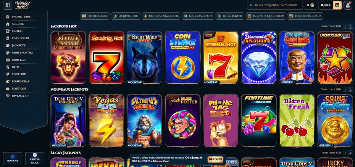 Jackpots Wonder Luck Casino