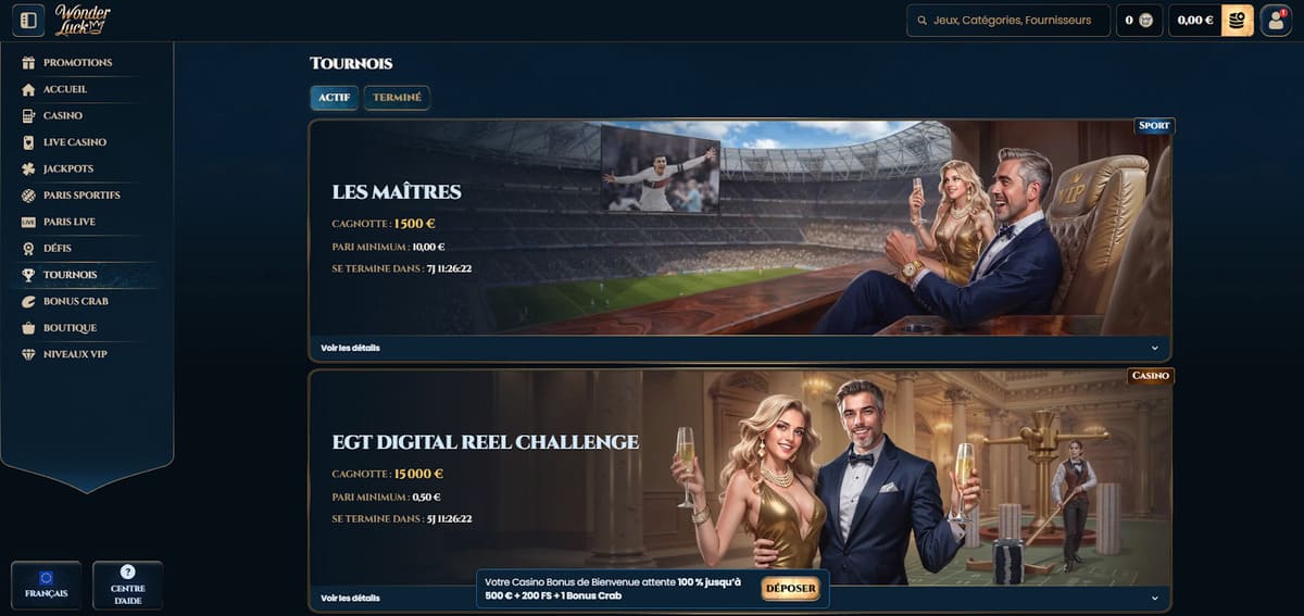 Tournois Wonder Luck Casino