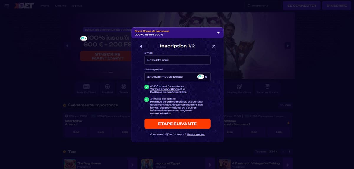 Inscription X3Bet Casino