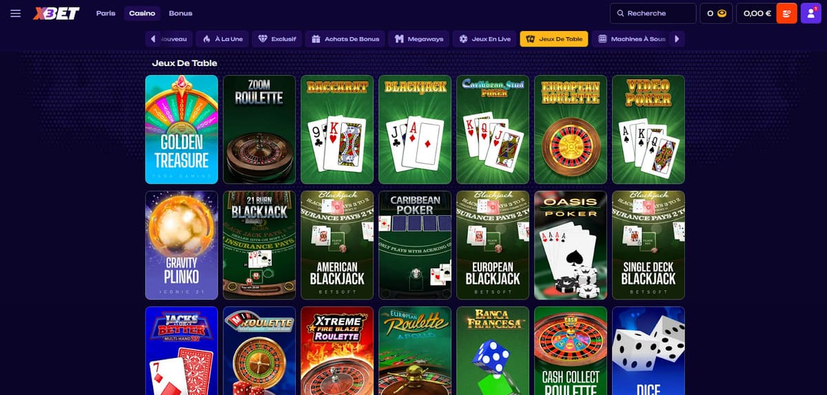 Jeux de table X3Bet Casino
