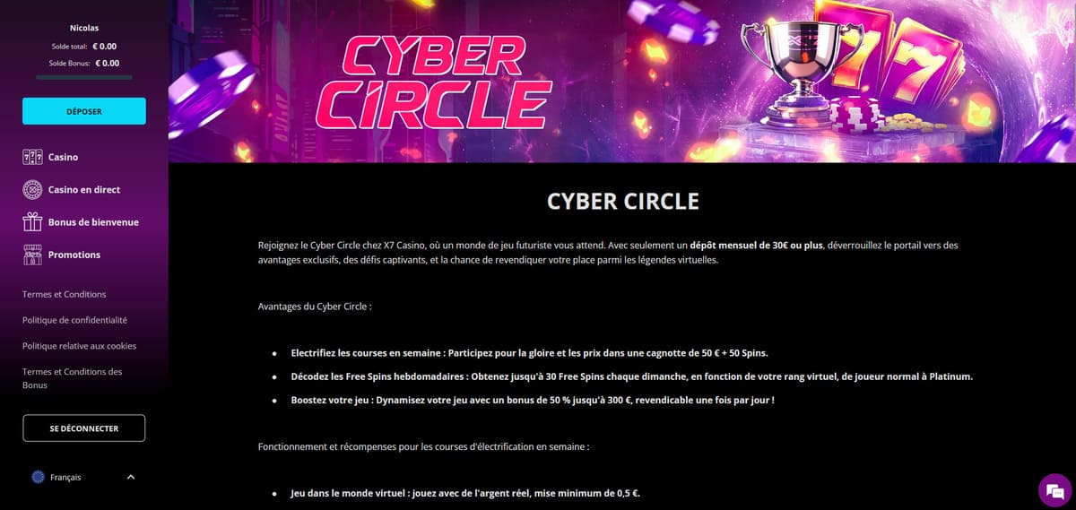 Cyber circle X7 Casino