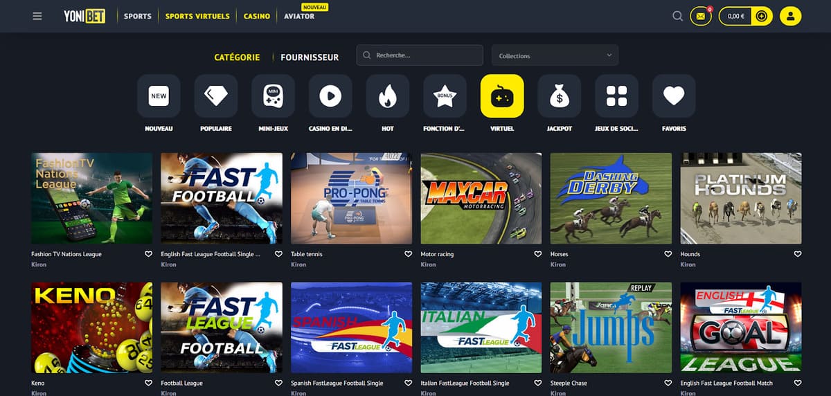 Sports virtuels Yonibet Casino