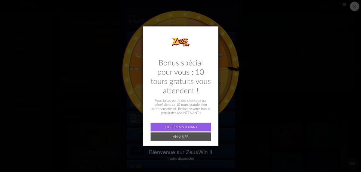 Tours gratuits ZeusWin Casino