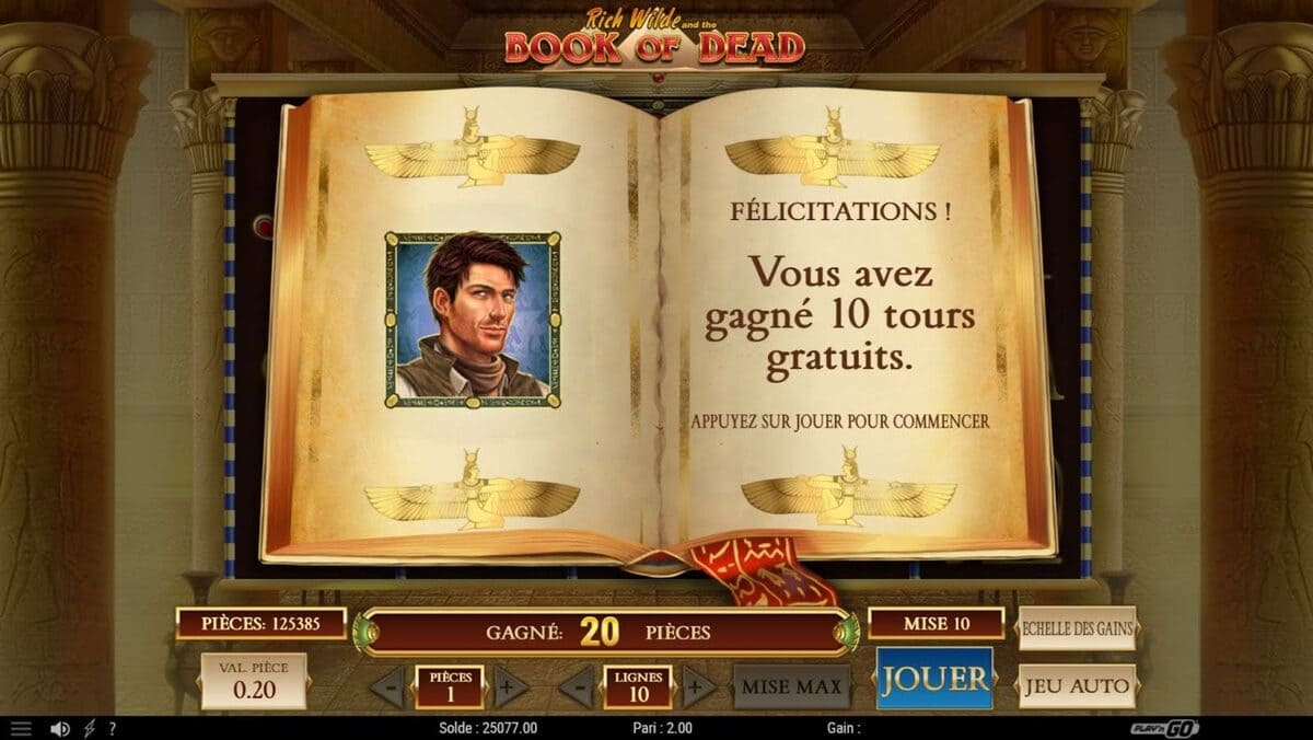 tours gratuits Book of Dead