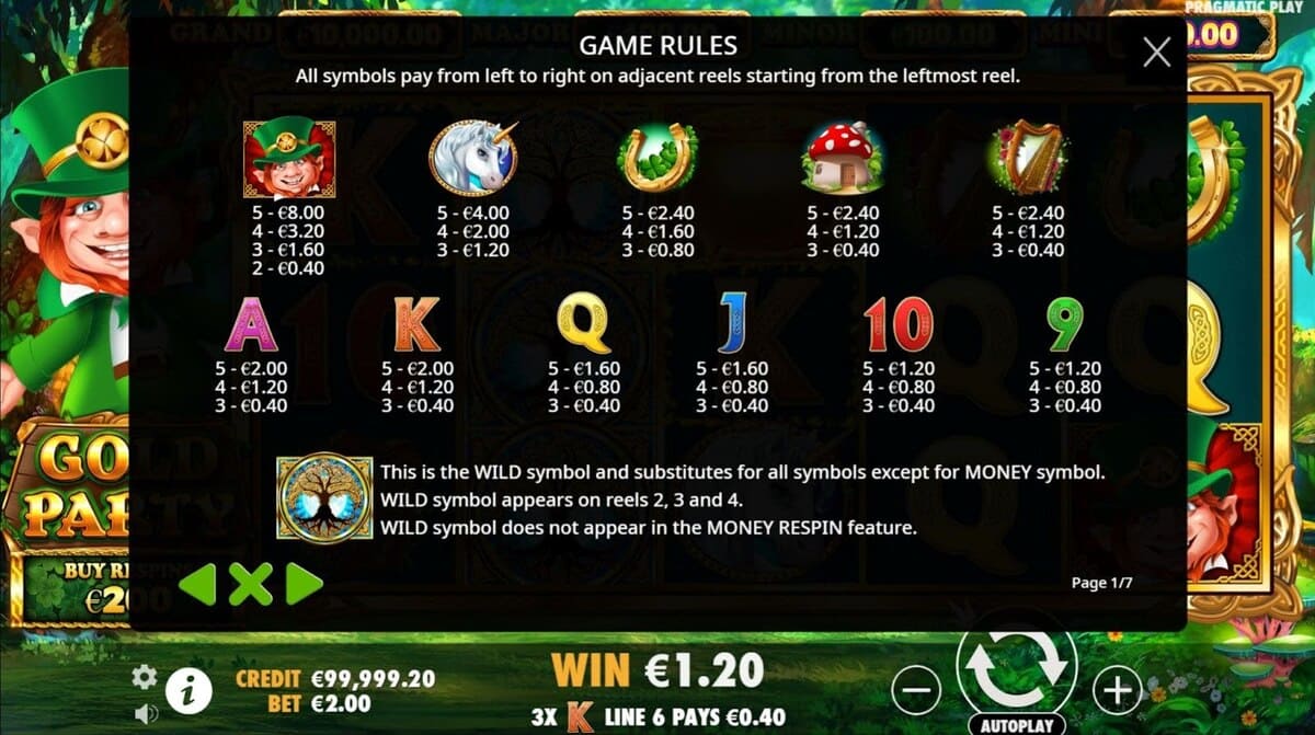 Règles du jeu Gold Party Jeu