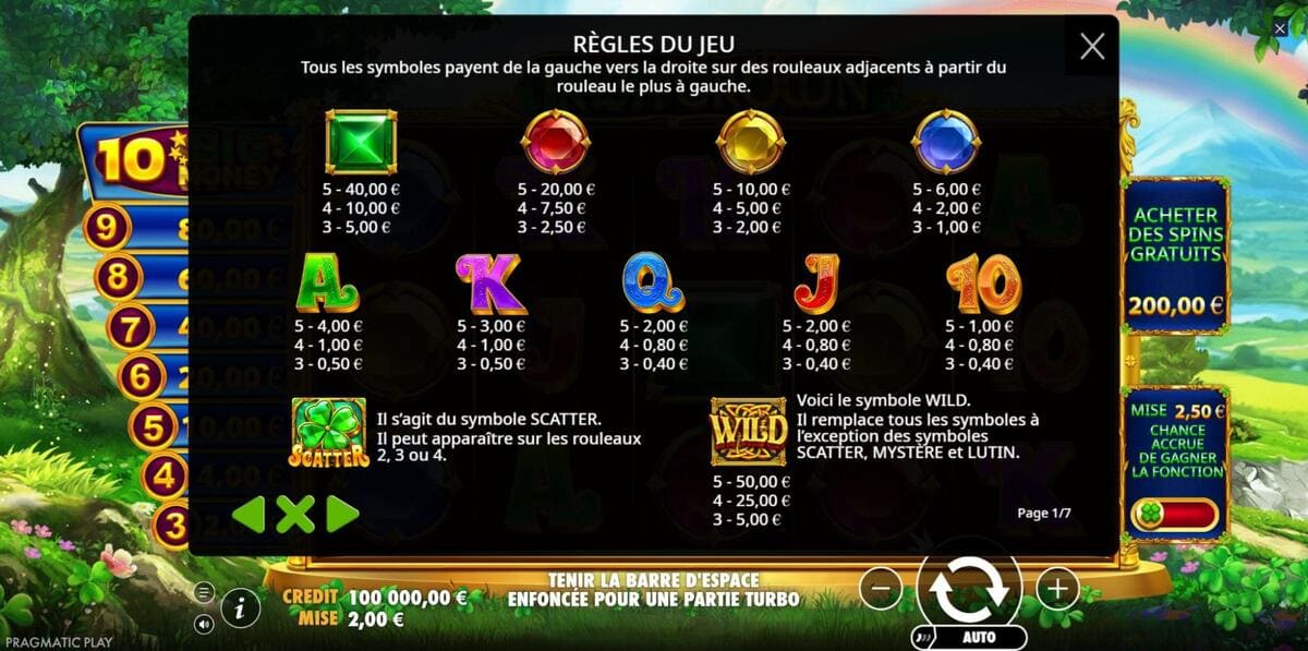 Règles du jeu Irish crown Jeu