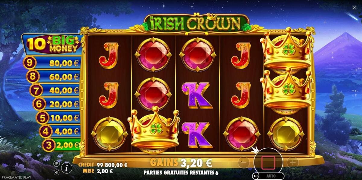 RTP Irish crown Jeu