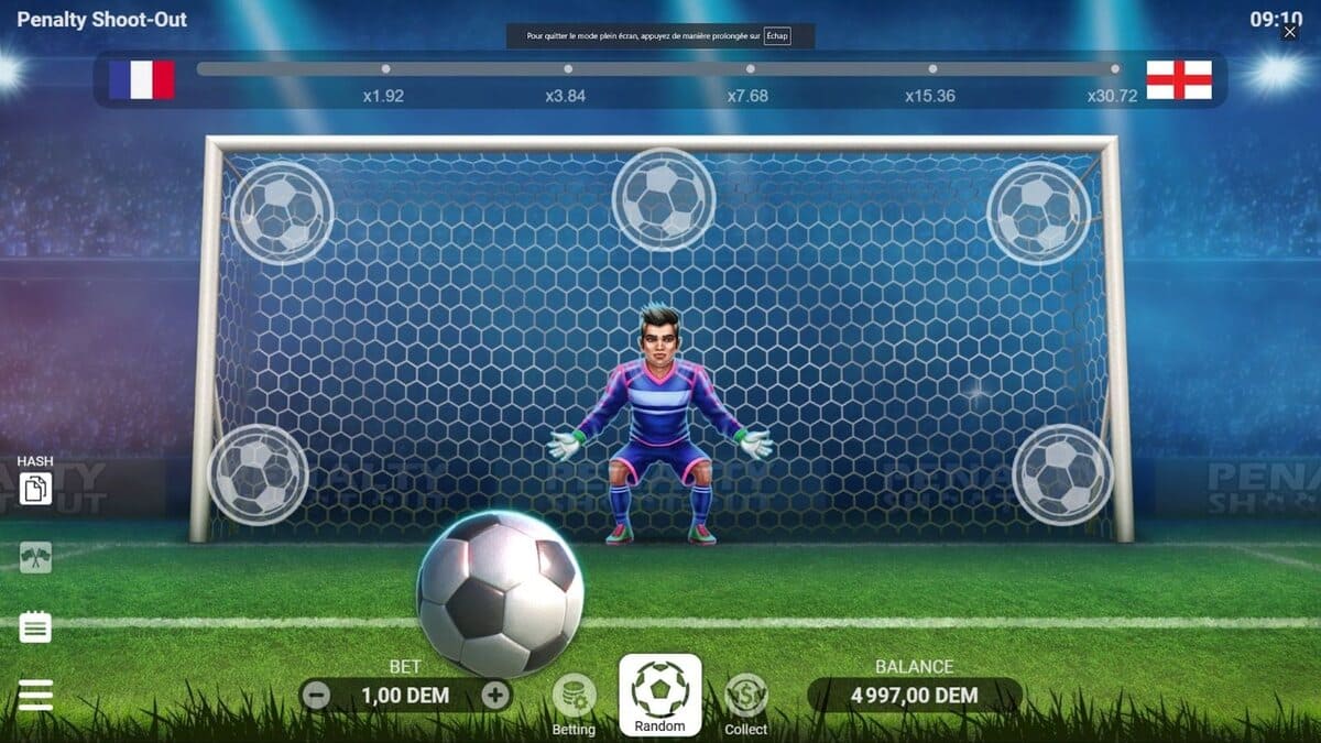 Penalty Shoot Out, player reward sur slot de football
