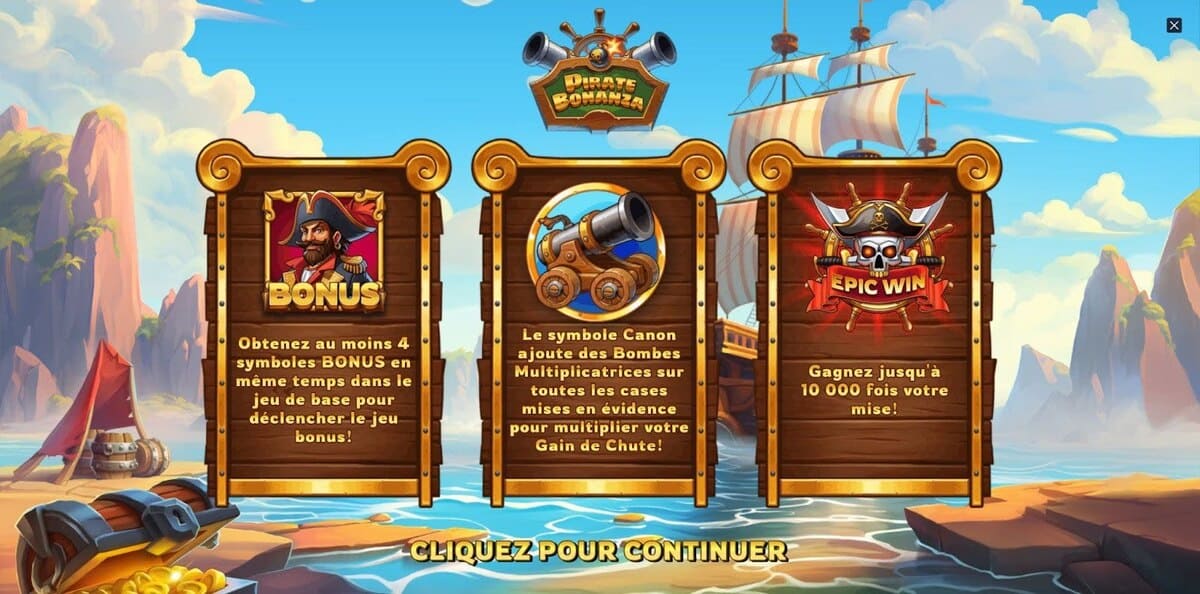 Possibilités Pirate Bonanza Jeu