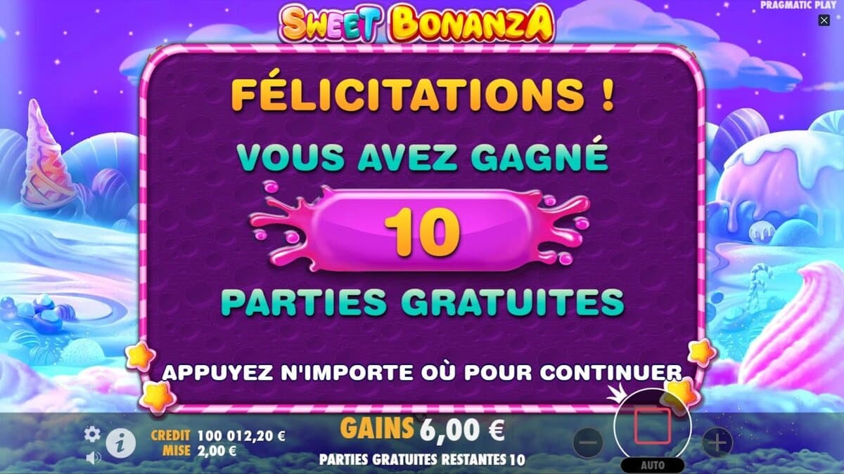 partie gratuite Sweet Bonanza